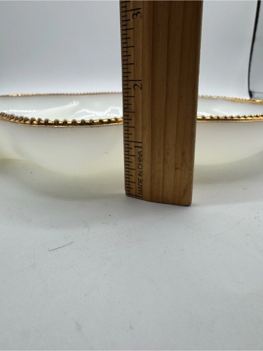 Vintage Anchor Hocking Fire King Milk Glass Divided Relish Dish Tray Gold Trim